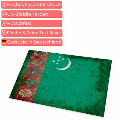 Personalisierte Fußmatte mit Länderflagge Turkmenistan Wunschtext