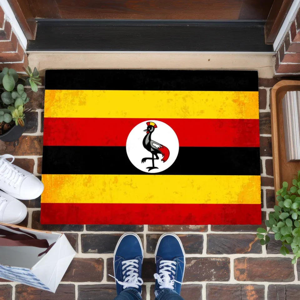 Personalisierte Fußmatte Uganda mit Länderflagge und Wunschtext gestalten 1