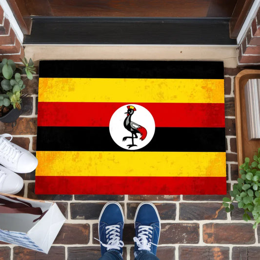 Personalisierte Fußmatte Uganda mit Länderflagge und Wunschtext gestalten