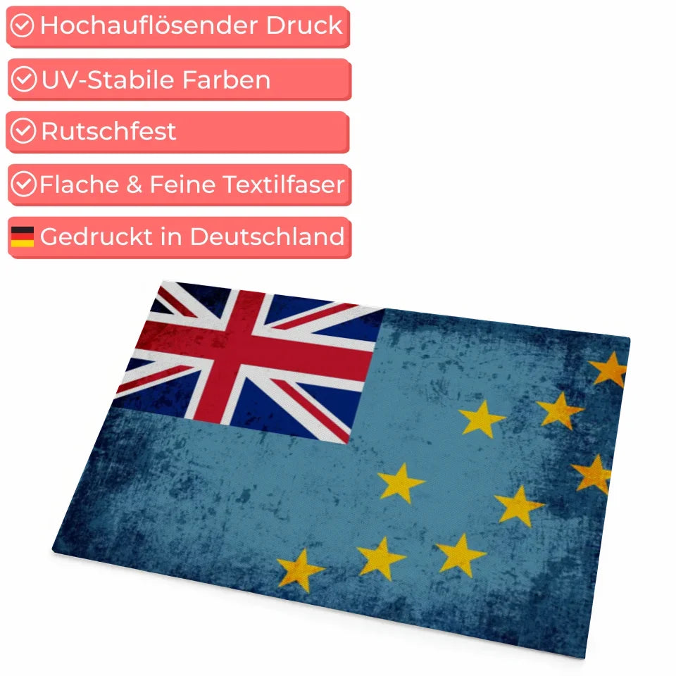 Personalisierte Fußmatte mit Länderflagge und Wunschtext Tuvalu