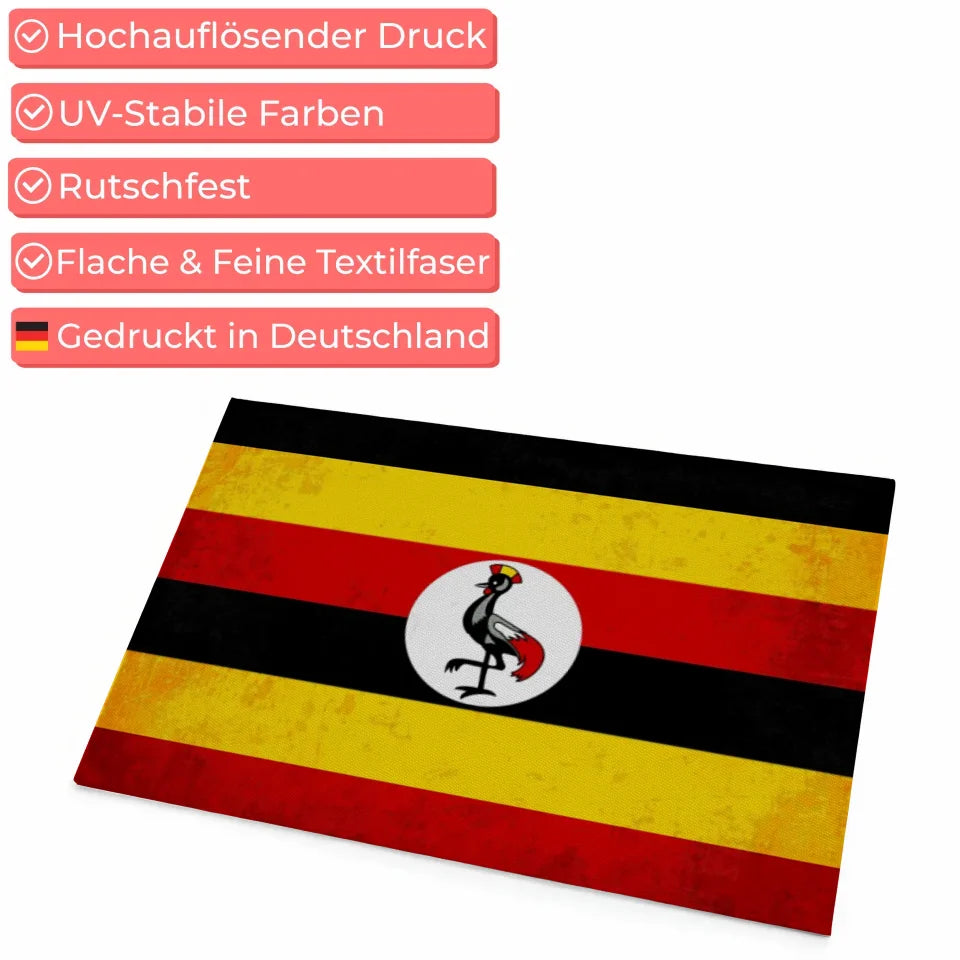 Personalisierte Fußmatte Uganda mit Länderflagge und Wunschtext gestalten 4