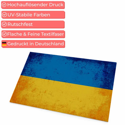 Personalisierte Fußmatte mit Länderflagge Ukraine Wunschtext