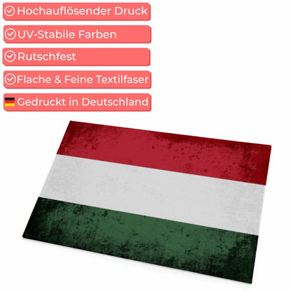 Personalisierte Fußmatte mit Länderflagge Ungarn und Wunschtext