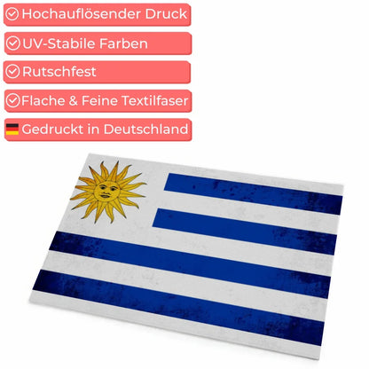 Personalisierte Fußmatte mit Länderflagge Uruguay und Wunschtext gestalten