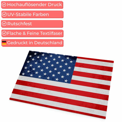 Personalisierte Fußmatte mit Wunschtext und Länderflagge USA