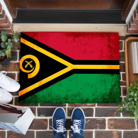 Personalisierte Fußmatte mit Länderflagge Vanuatu Wunschtext