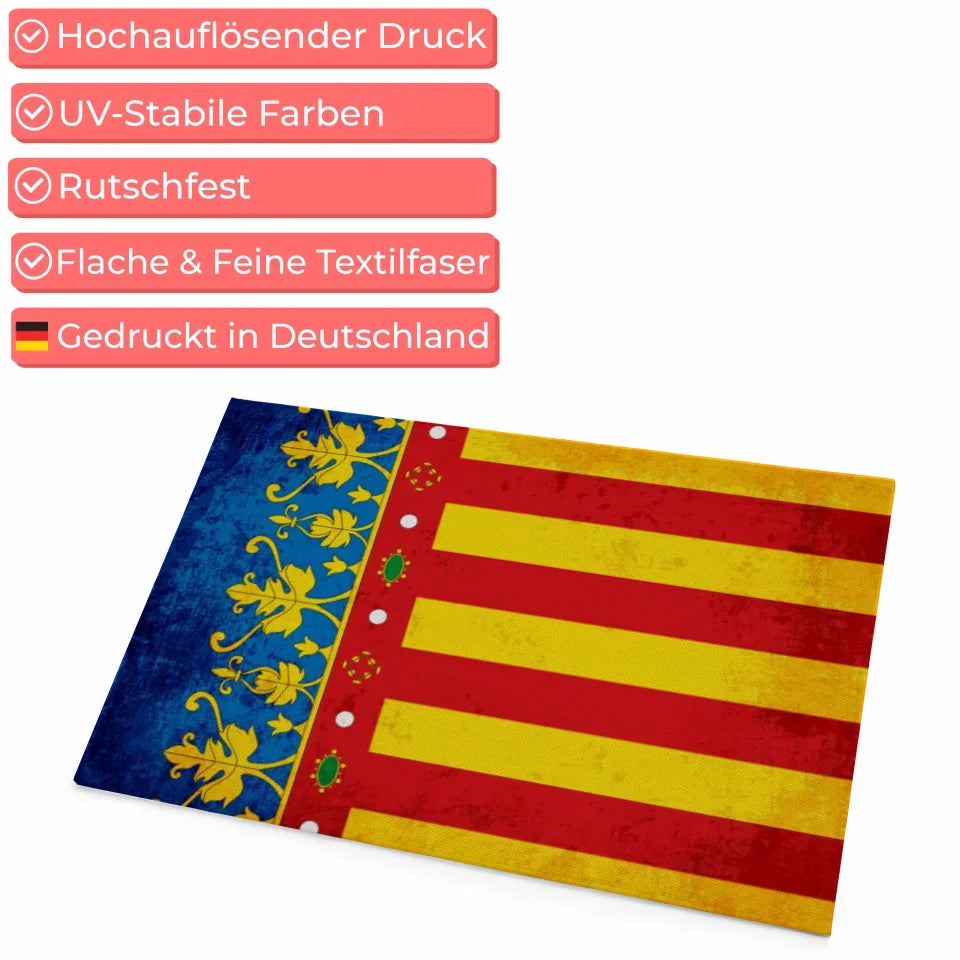 Fußmatte personalisiert mit Länderflagge Wunschtext Valencia gestalten