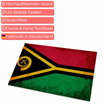 Personalisierte Fußmatte mit Länderflagge Vanuatu Wunschtext