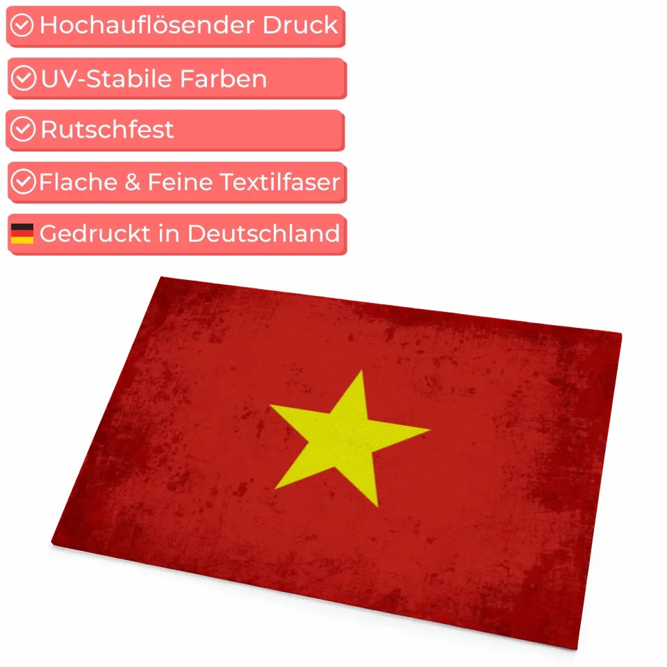 Personalisierte Fußmatte mit Länderflagge und Wunschtext Vietnam