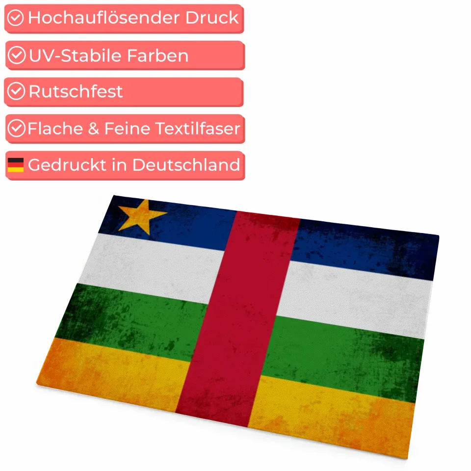 Fußmatte personalisiert mit Länderflagge Wunschtext Zentralafrikanische Republik