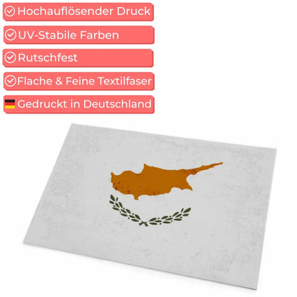 Personalisierte Fußmatte Zypern mit Länderflagge Wunschtext