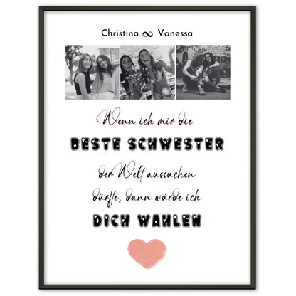 Personalisiertes Fotoposter Schwester Beste Schwester der Welt Fotocollage