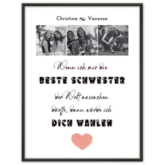 Personalisiertes Fotoposter Schwester Beste Schwester der Welt Fotocollage