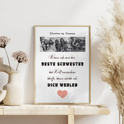 Personalisiertes Fotoposter Schwester Beste Schwester der Welt Fotocollage