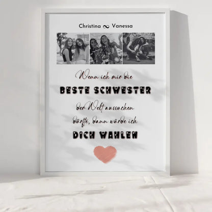 Personalisiertes Fotoposter Schwester Beste Schwester der Welt Fotocollage