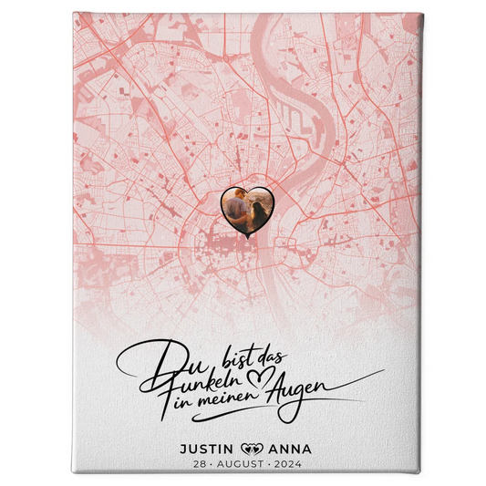 Personalisierte Stadtkarten Leinwand Paare Du Bist Das Funkeln 1