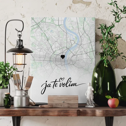 Personalisierte Stadtkarten Leinwand Paare Ja Te Volim Natur 3