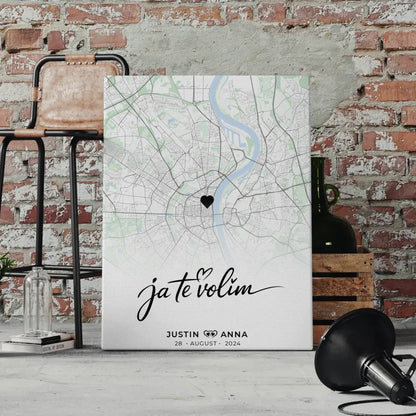 Personalisierte Stadtkarten Leinwand Paare Ja Te Volim Natur 4