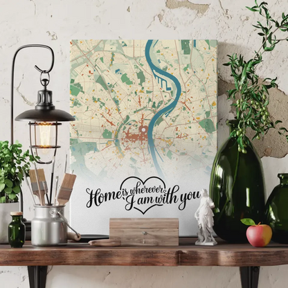 Personalisierte Leinwand Stadtkarten Paare Home Is Retro Geschenk