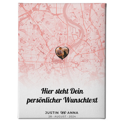 Personalisierte Leinwand Stadtkarten Paare Wunschtext True Love Stories