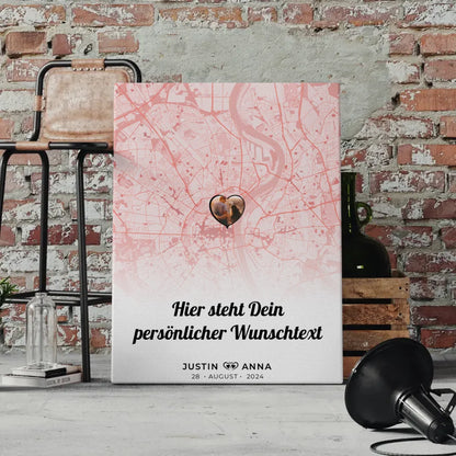 Personalisierte Leinwand Stadtkarten Paare Wunschtext True Love Stories