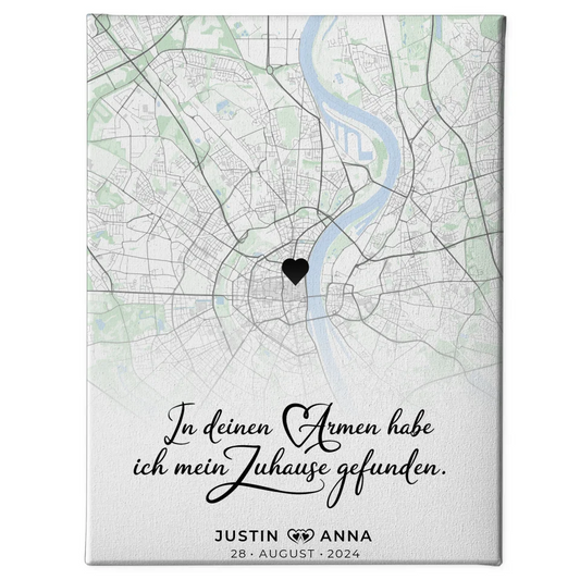 Personalisiertes Leinwandposter Stadtkarten Paare In Deinen Armen Gefunden 1