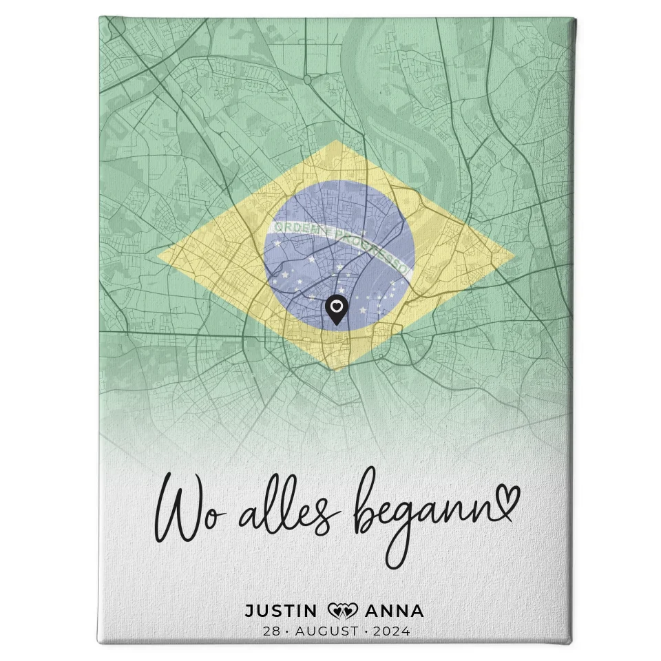 Personalisierte Leinwand Stadtkartenleinwand Paare Urlaub Brasilien 1