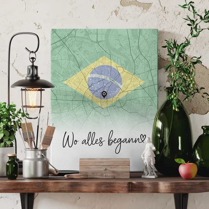 Personalisierte Leinwand Stadtkartenleinwand Paare Urlaub Brasilien 3