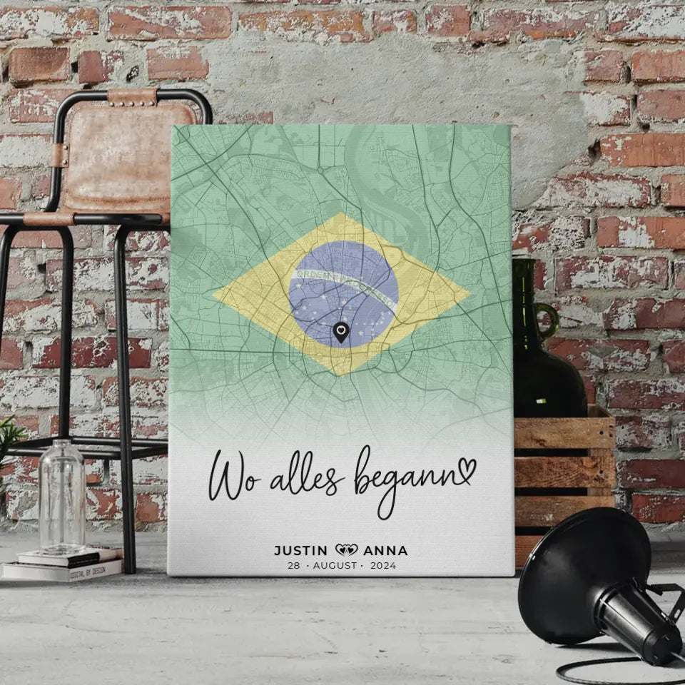Personalisierte Leinwand Stadtkartenleinwand Paare Urlaub Brasilien 4