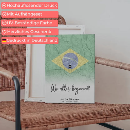 Personalisierte Leinwand Stadtkartenleinwand Paare Urlaub Brasilien 5