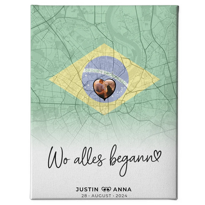 Personalisiert Foto Leinwand Paare Stadtkarte Brasilien Wo Alles Begann 1