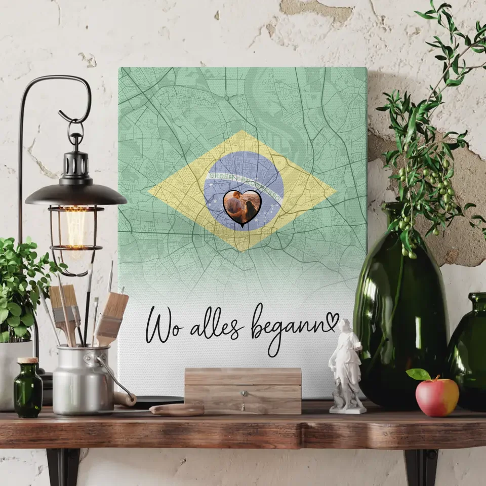 Personalisiert Foto Leinwand Paare Stadtkarte Brasilien Wo Alles Begann 3