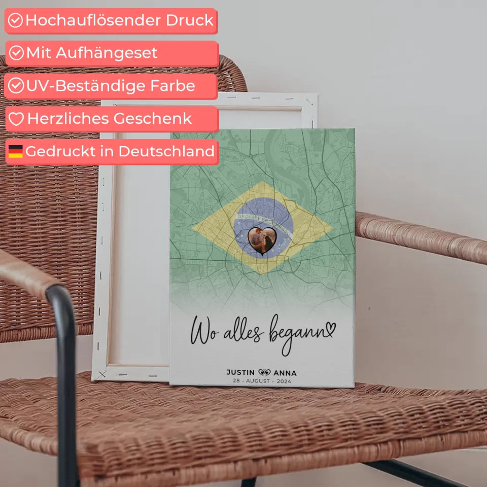 Personalisiert Foto Leinwand Paare Stadtkarte Brasilien Wo Alles Begann 5