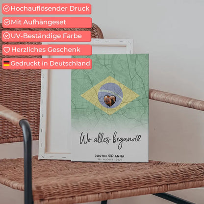 Personalisiert Foto Leinwand Paare Stadtkarte Brasilien Wo Alles Begann 5
