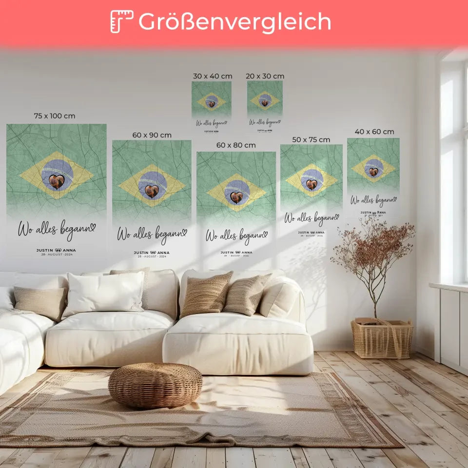 Personalisiert Foto Leinwand Paare Stadtkarte Brasilien Wo Alles Begann 6
