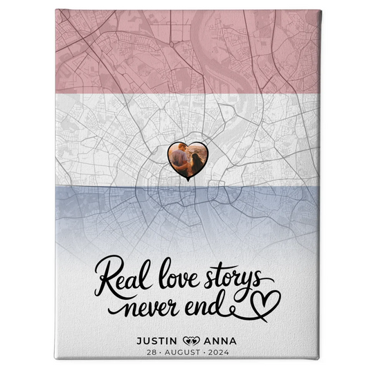 Personalisierte Leinwand Paare Stadtkarte Niederlande Foto Real Love Storys