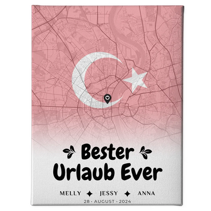 Personalisierte Leinwand Freundinnen Stadtkarte Urlaub Türkei Bester Urlaub Ever 1
