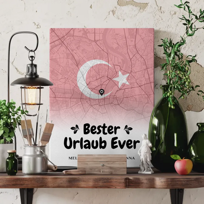 Personalisierte Leinwand Freundinnen Stadtkarte Urlaub Türkei Bester Urlaub Ever 3