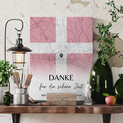 Personalisiertes Leinwandbild Schwester Stadtkarte Dänemark Danke für die schöne Zeit