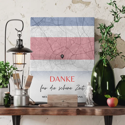 Personalisierte Leinwand Freundinnen Stadtkarte Costa Rica Danke 3