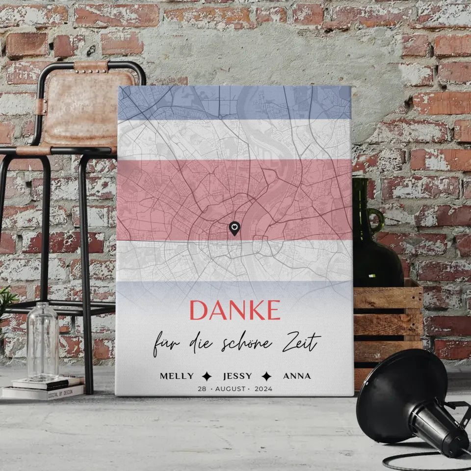 Personalisierte Leinwand Freundinnen Stadtkarte Costa Rica Danke 4