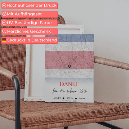 Personalisierte Leinwand Freundinnen Stadtkarte Costa Rica Danke 5