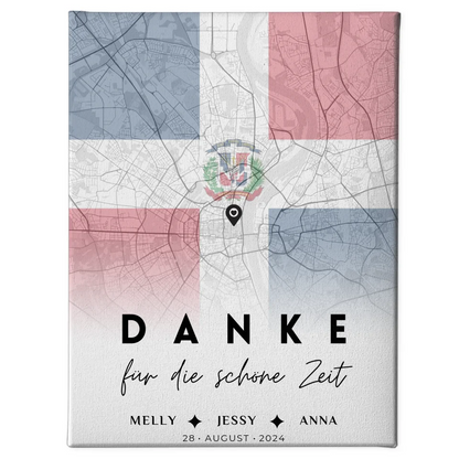 Personalisierte Leinwand Schwester Stadtkarte Dominikanische Republik Urlaub Danke Für Die Schöne Zeit 1