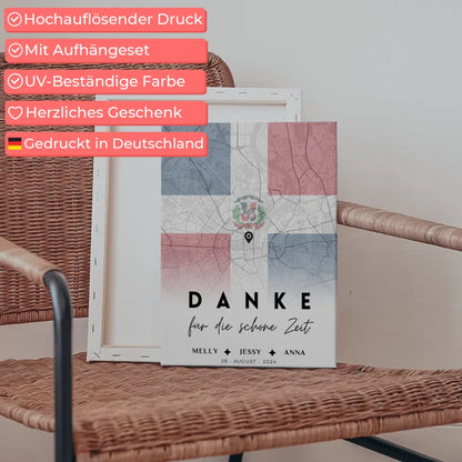 Personalisierte Leinwand Schwester Stadtkarte Dominikanische Republik Urlaub Danke Für Die Schöne Zeit 5