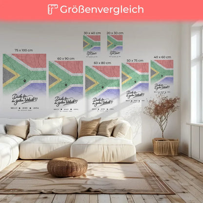 Personalisierte Leinwand Freundinnen Stadtkarte Urlaub Südafrika 6