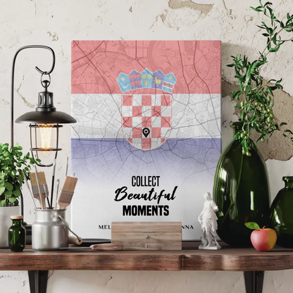Personalisiertes Leinwandbild für Freundinnen Stadtkarte Kroatien 3