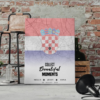 Personalisiertes Leinwandbild für Freundinnen Stadtkarte Kroatien 4