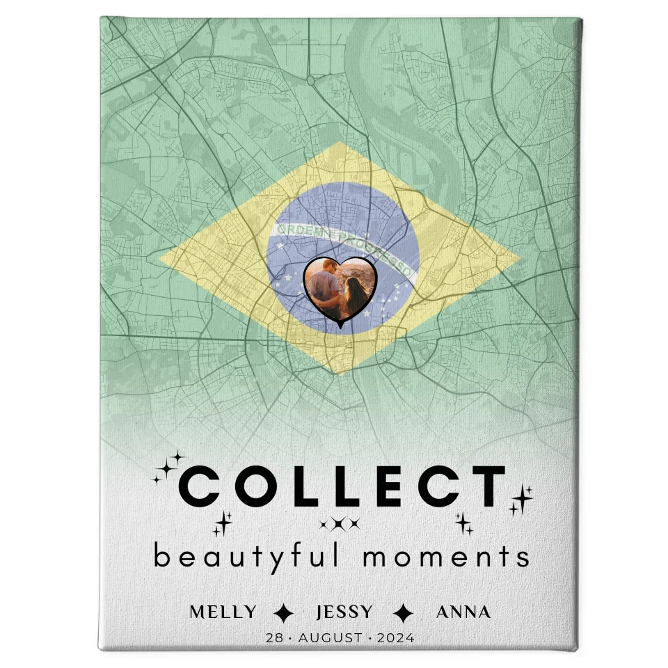 Personalisierte Leinwand Schwester Stadtkarte Brasilien Foto Erinnerungen 1