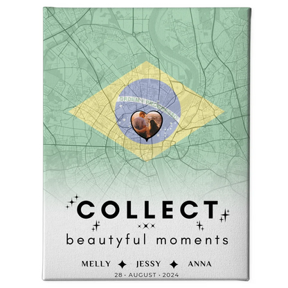 Personalisierte Leinwand Schwester Stadtkarte Brasilien Foto Erinnerungen 1