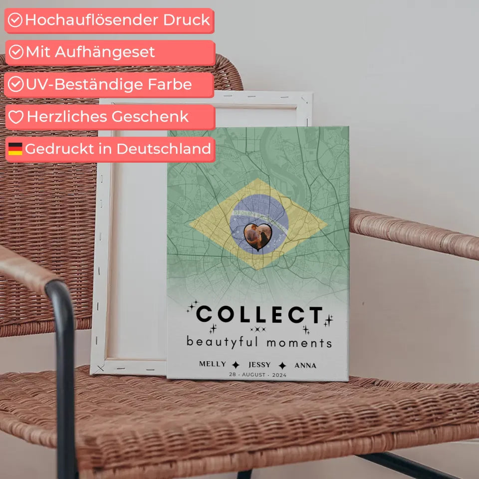 Personalisierte Leinwand Schwester Stadtkarte Brasilien Foto Erinnerungen 5